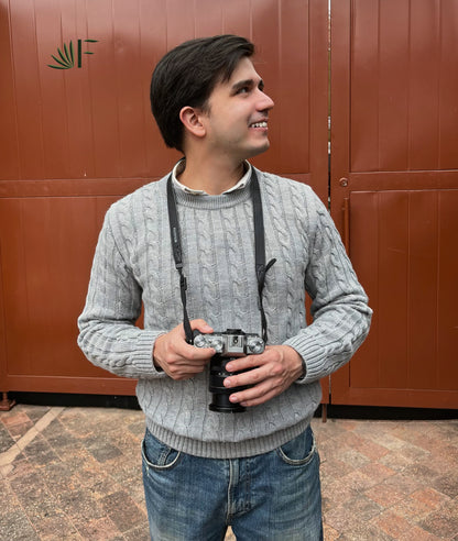 Saco Trenzado Cuello Redondo